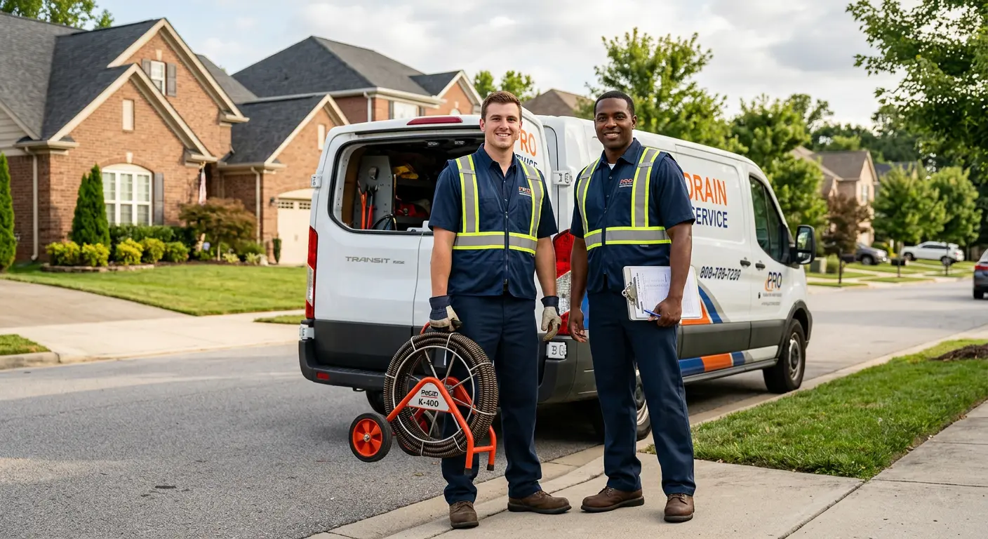 Sewer and drain service team with equipment ready for work in Loudon